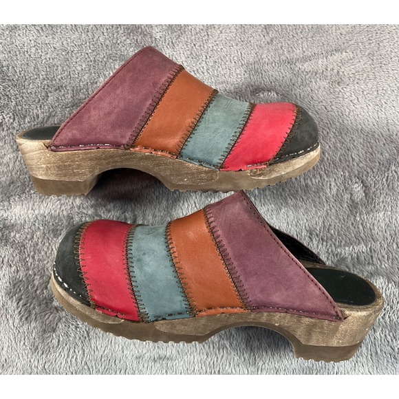 Sanita Clogs Womens EU 37 US 7 Multicolor Colorblock Slip On Mules Comfort Boho - Picture 2 of 9